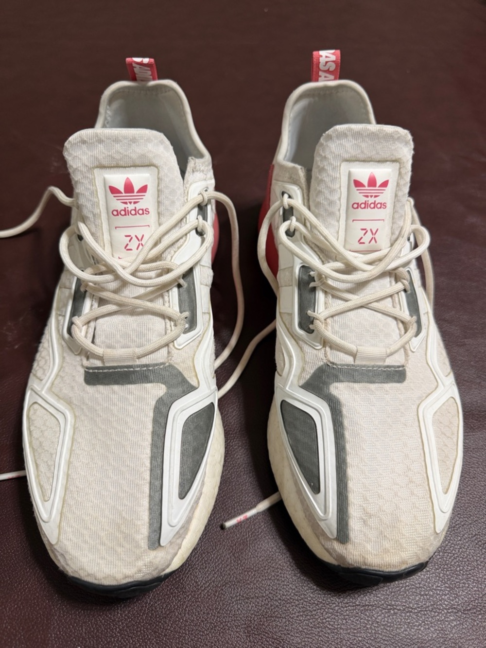 adidas ZX White and Pink Athletic Sneakers